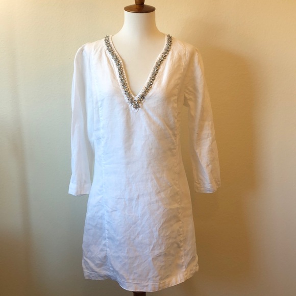 Malvin Tops - Rhinestone Linen Tunic